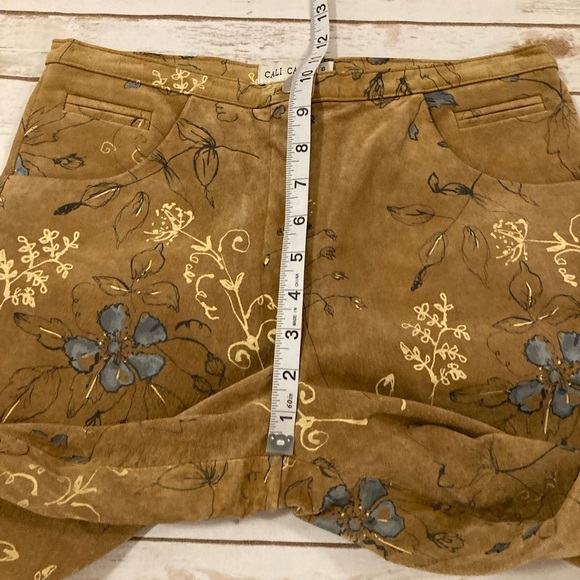 Vintage Cali Cali 100% Leather Painted Flowers Straight Leg Pants Size 6 - Picture 4 of 10